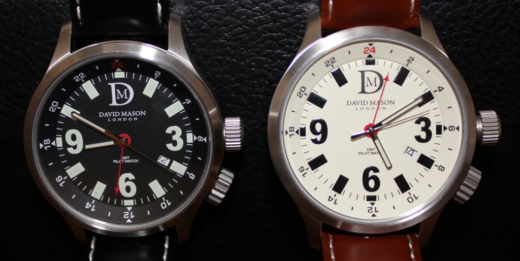 DM1a DM1b Sidebyside David Mason DM1a and DM1b GMT Pilot Watch